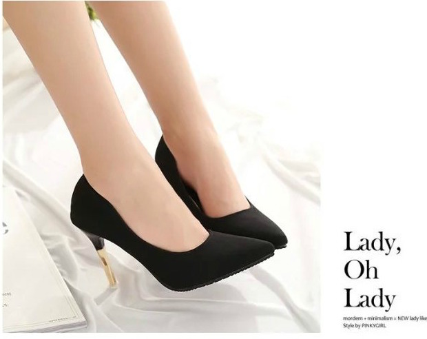 HA037 Pointed High Heels Black